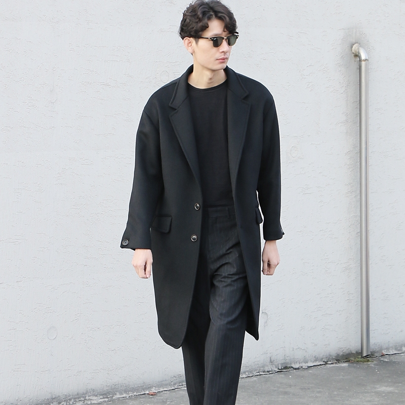 SOLD OUT OVERSIZED SINGLE WOOL COAT [BLACK]