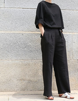 out of stock  Wide linen pants black (women)
